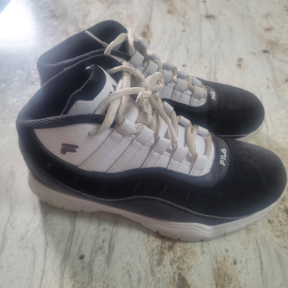 Fila Kids Black and White High-Top Sneakers